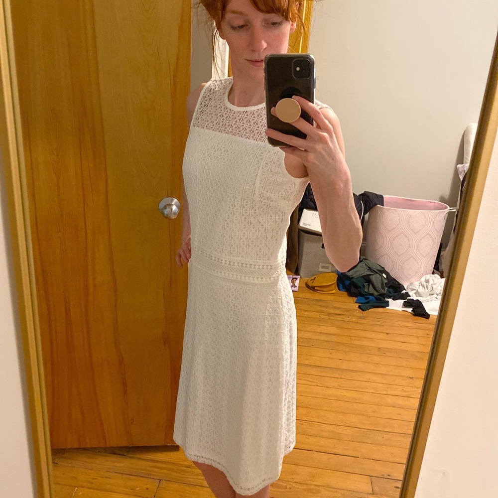 H&M white sleeveless eyelet dress XS NWT